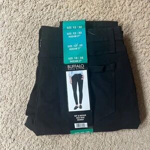 Buffalo David Bitton Black Jeans - rip and repair mid rise skinny